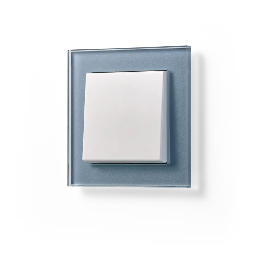 JUNG A CREATION push-button with a blue glass frame