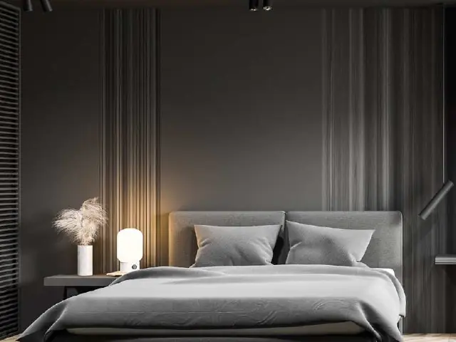 Hotel bedroom with dimmable LED lighting
